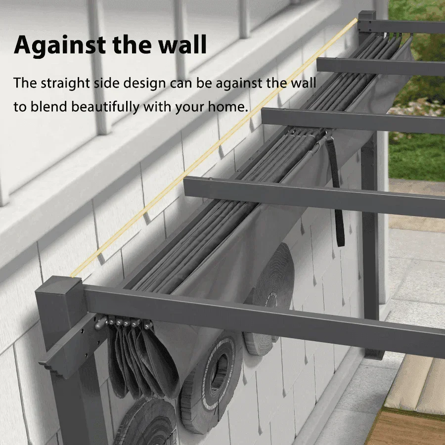 PURPLE LEAF Outdoor Pergola with Retractable Canopy Aluminum Shelter for Porch Garden  Beach Shade Pavilion Pergola Modern Backyard Deck - Image 41