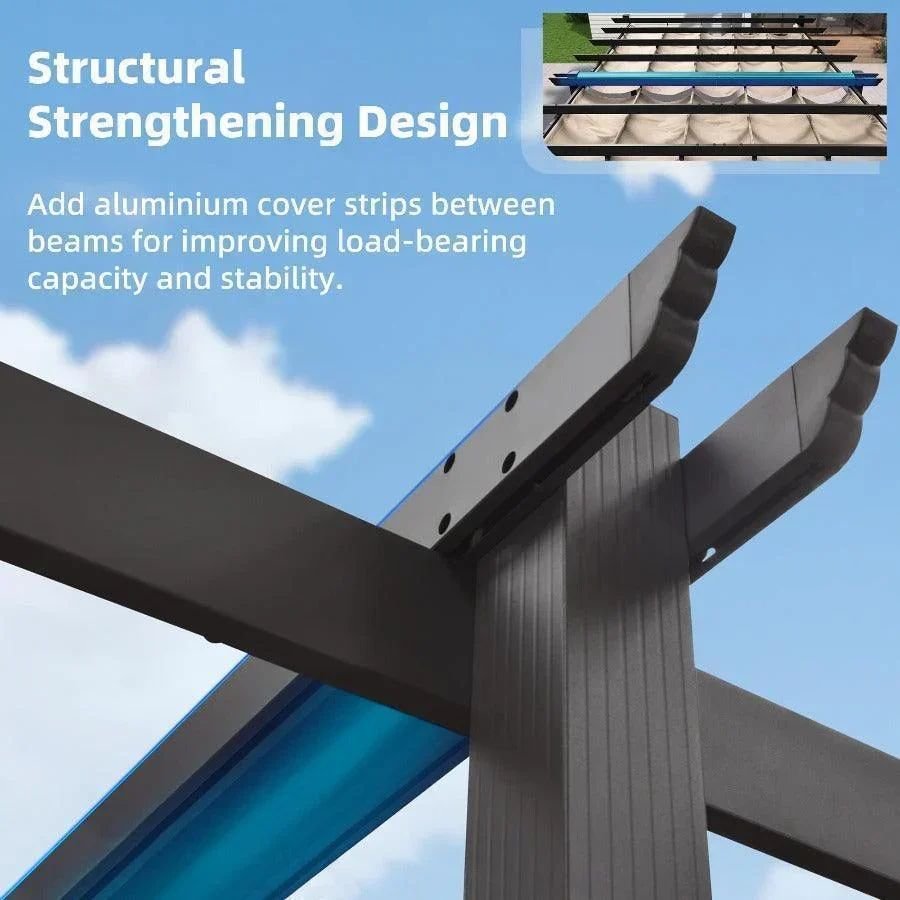 PURPLE LEAF Outdoor Pergola with Retractable Canopy Aluminum Shelter for Porch Garden  Beach Shade Pavilion Pergola Modern Backyard Deck - Image 52