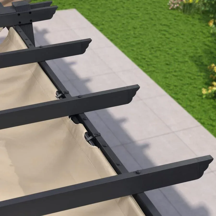 PURPLE LEAF Outdoor Pergola with Retractable Canopy Aluminum Shelter for Porch Garden  Beach Shade Pavilion Pergola Modern Backyard Deck - Image 59