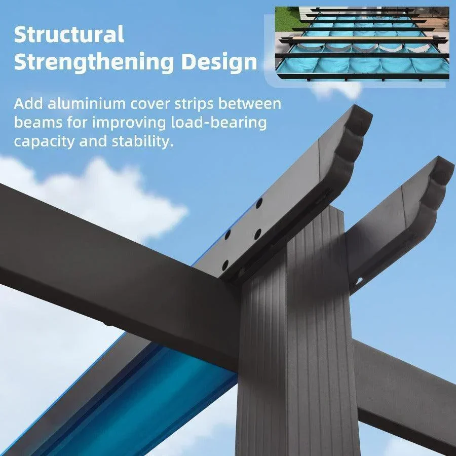 PURPLE LEAF Outdoor Pergola with Retractable Canopy Aluminum Shelter for Porch Garden  Beach Shade Pavilion Pergola Modern Backyard Deck - Image 63