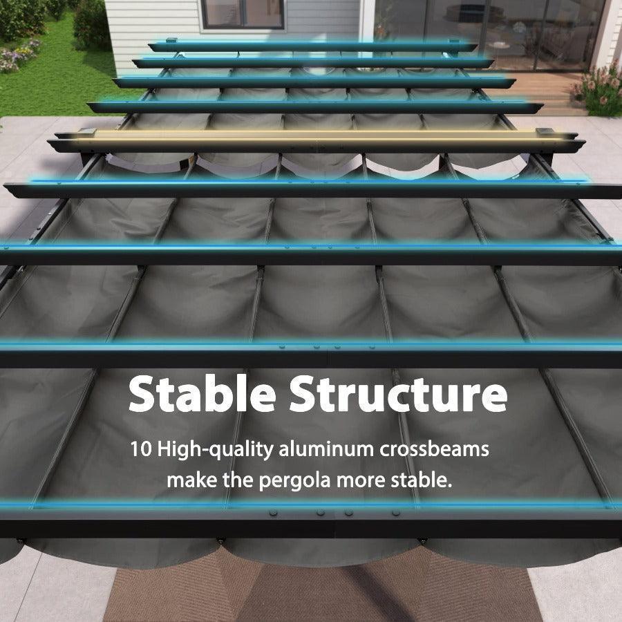 PURPLE LEAF Outdoor Pergola with Retractable Canopy Aluminum Shelter for Porch Garden  Beach Shade Pavilion Pergola Modern Backyard Deck - Image 68