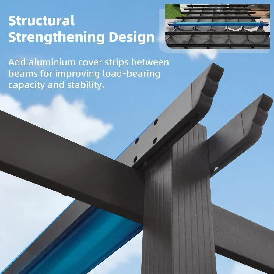 PURPLE LEAF Outdoor Pergola with Retractable Canopy Aluminum Shelter for Porch Garden  Beach Shade Pavilion Pergola Modern Backyard Deck - Image 70