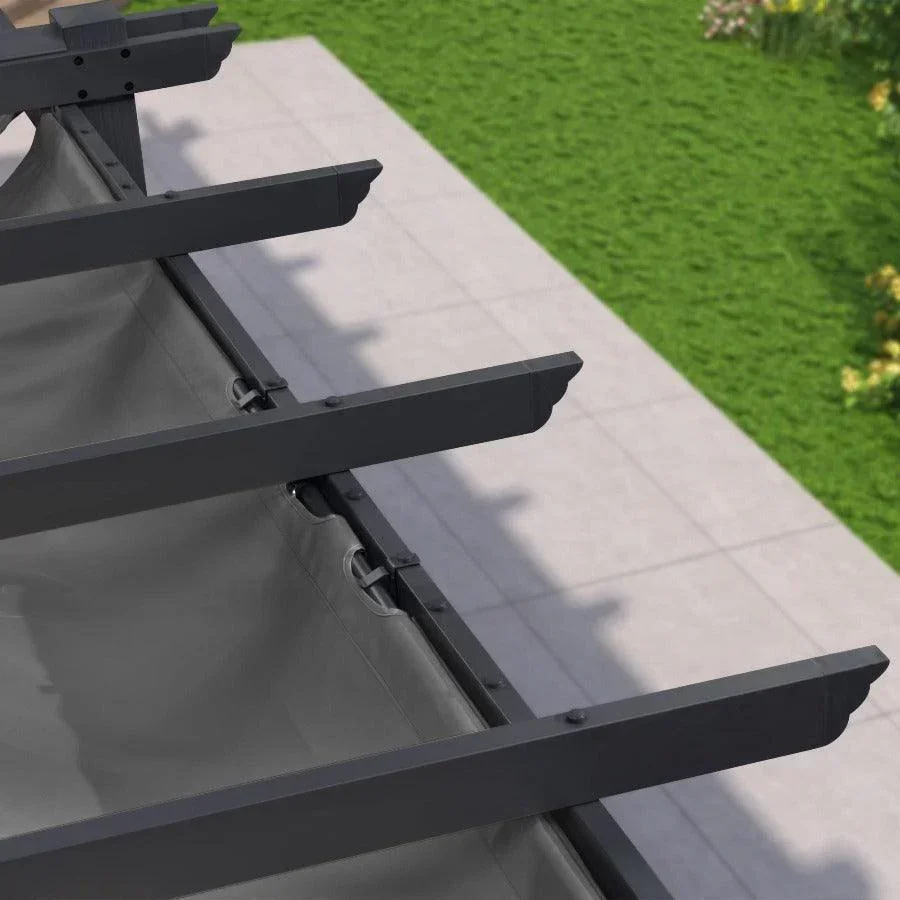 PURPLE LEAF Outdoor Pergola with Retractable Canopy Aluminum Shelter for Porch Garden  Beach Shade Pavilion Pergola Modern Backyard Deck - Image 71