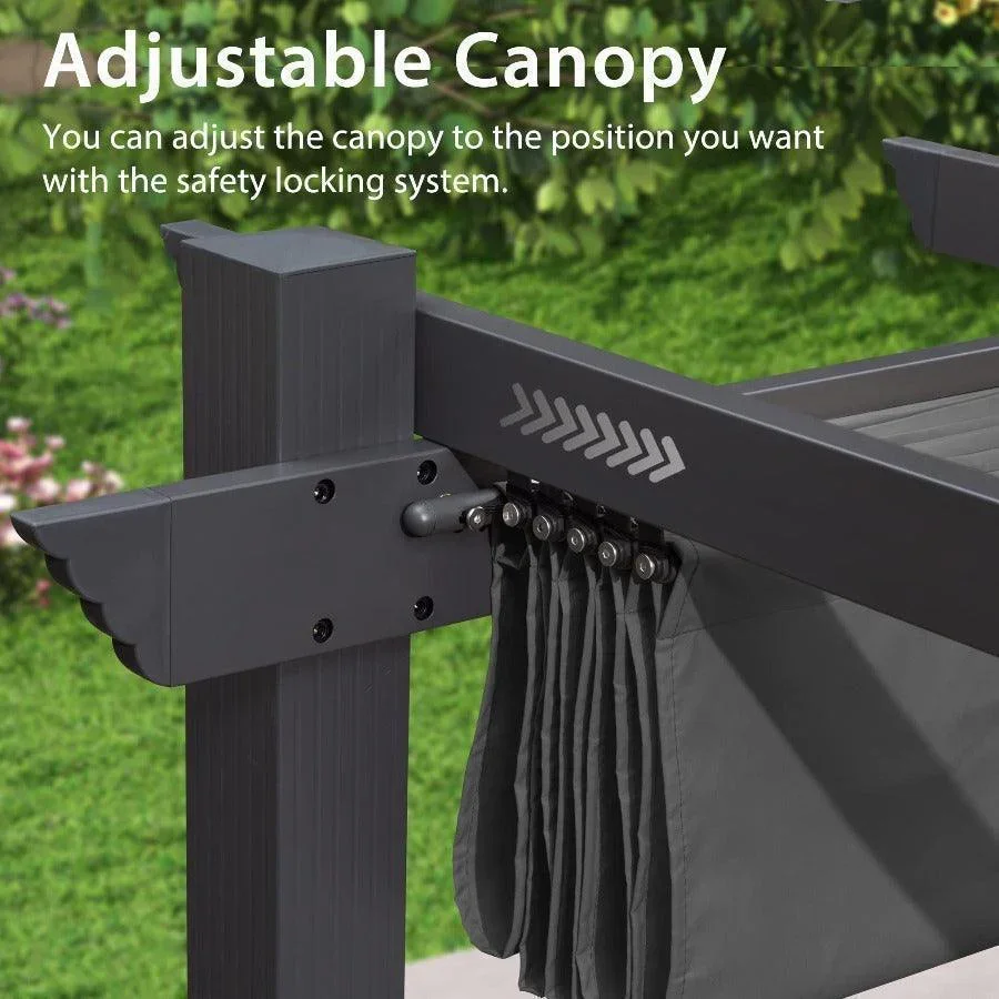 PURPLE LEAF Outdoor Pergola with Retractable Canopy Aluminum Shelter for Porch Garden  Beach Shade Pavilion Pergola Modern Backyard Deck - Image 73