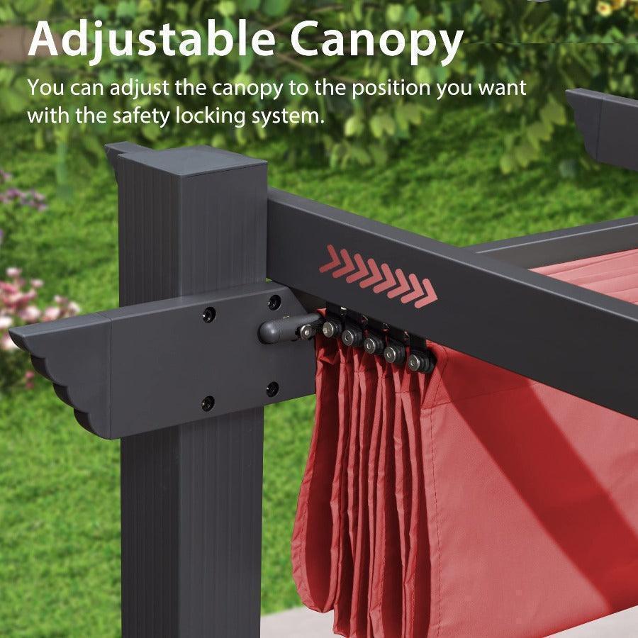 PURPLE LEAF Outdoor Pergola with Retractable Canopy Aluminum Shelter for Porch Garden  Beach Shade Pavilion Pergola Modern Backyard Deck - Image 81