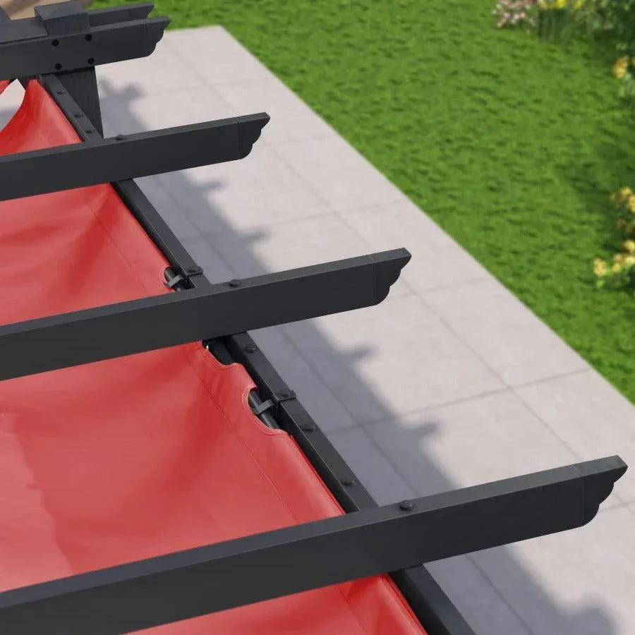 PURPLE LEAF Outdoor Pergola with Retractable Canopy Aluminum Shelter for Porch Garden  Beach Shade Pavilion Pergola Modern Backyard Deck - Image 82