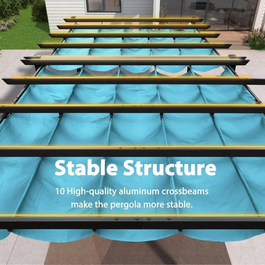 PURPLE LEAF Outdoor Pergola with Retractable Canopy Aluminum Shelter for Porch Garden  Beach Shade Pavilion Pergola Modern Backyard Deck - Image 83