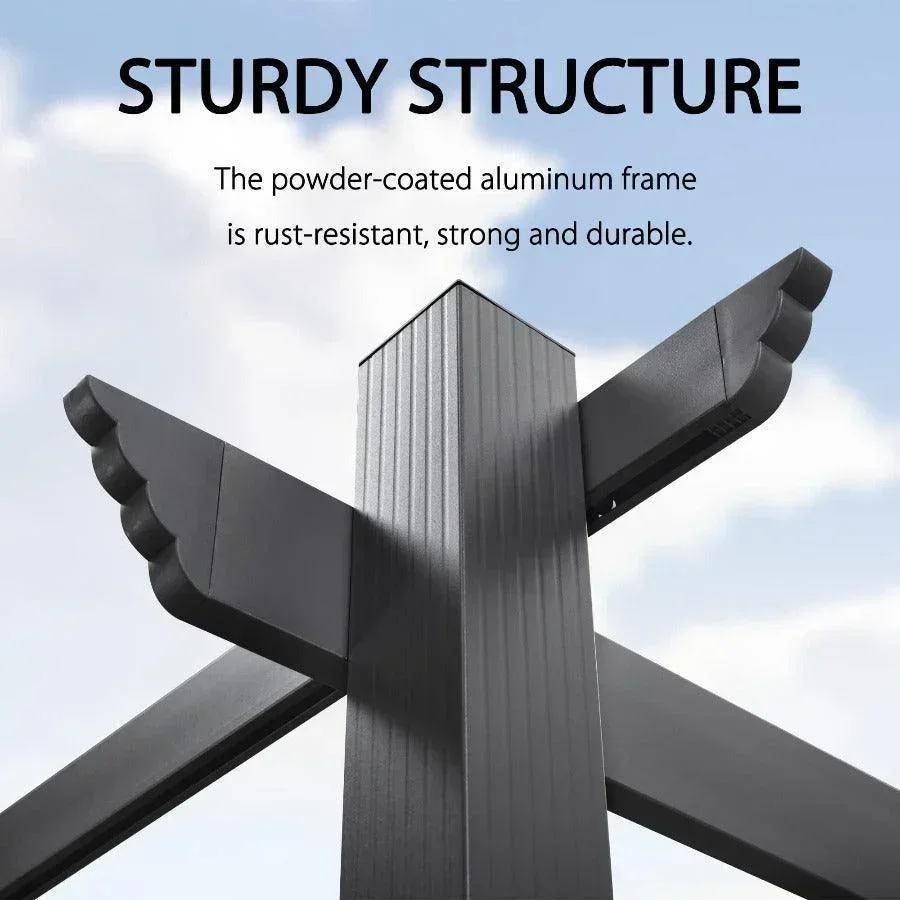 PURPLE LEAF Outdoor Pergola with Retractable Canopy Aluminum Shelter for Porch Garden  Beach Shade Pavilion Pergola Modern Backyard Deck - Image 89