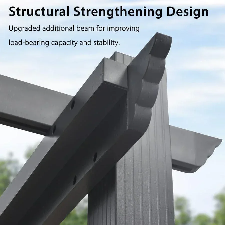 PURPLE LEAF Outdoor Pergola with Retractable Canopy Aluminum Shelter for Porch Garden  Beach Shade Pavilion Pergola Modern Backyard Deck - Image 91