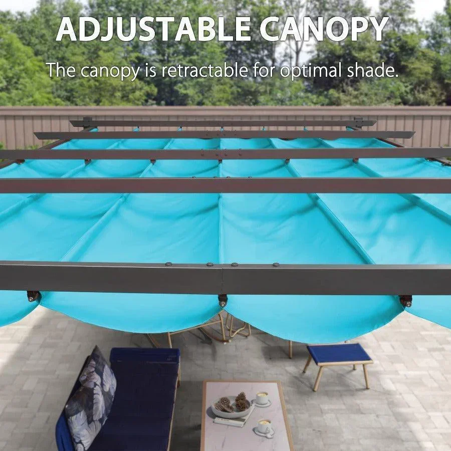 PURPLE LEAF Outdoor Pergola with Retractable Canopy Aluminum Shelter for Porch Garden  Beach Shade Pavilion Pergola Modern Backyard Deck - Image 92
