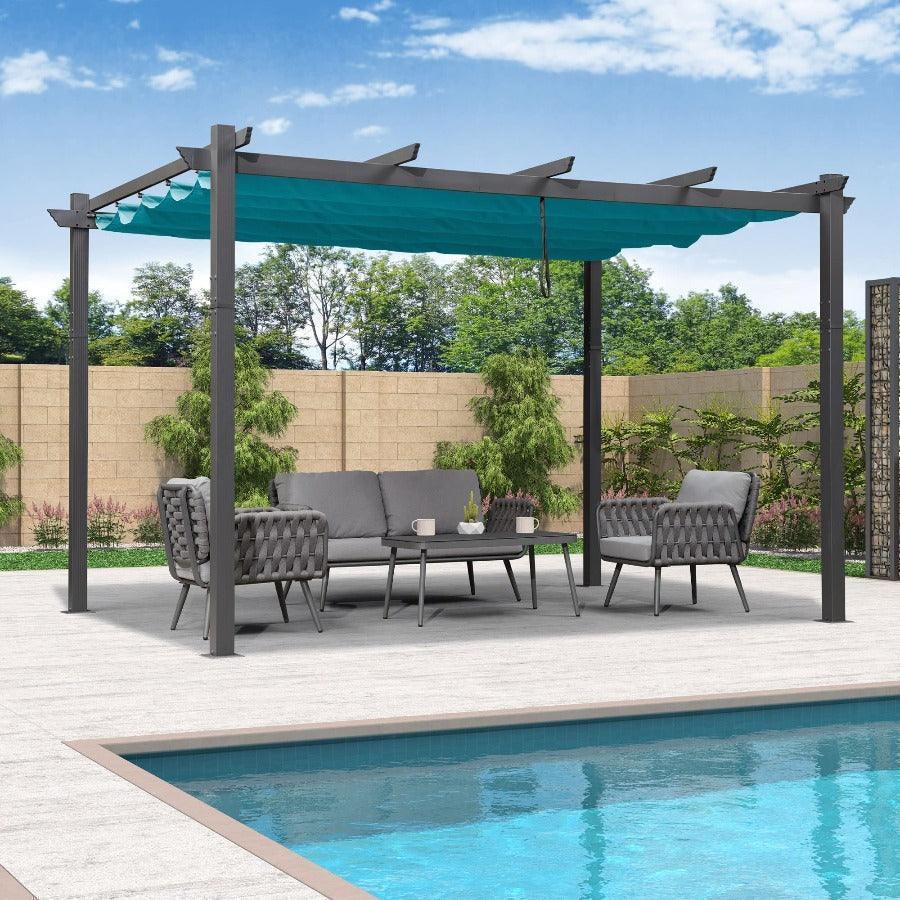 PURPLE LEAF Outdoor Pergola with Retractable Canopy Aluminum Shelter for Porch Garden  Beach Shade Pavilion Pergola Modern Backyard Deck - Image 98