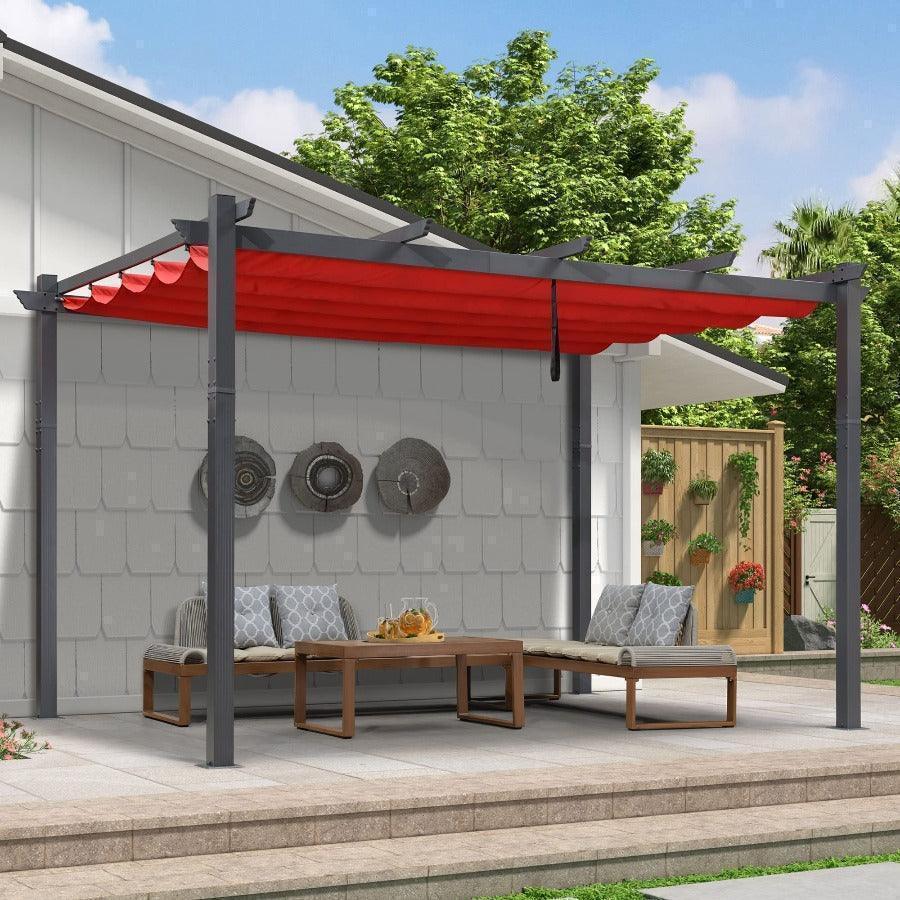 PURPLE LEAF Outdoor Pergola with Retractable Canopy Aluminum Shelter for Porch Garden  Beach Shade Pavilion Pergola Modern Backyard Deck - Image 101