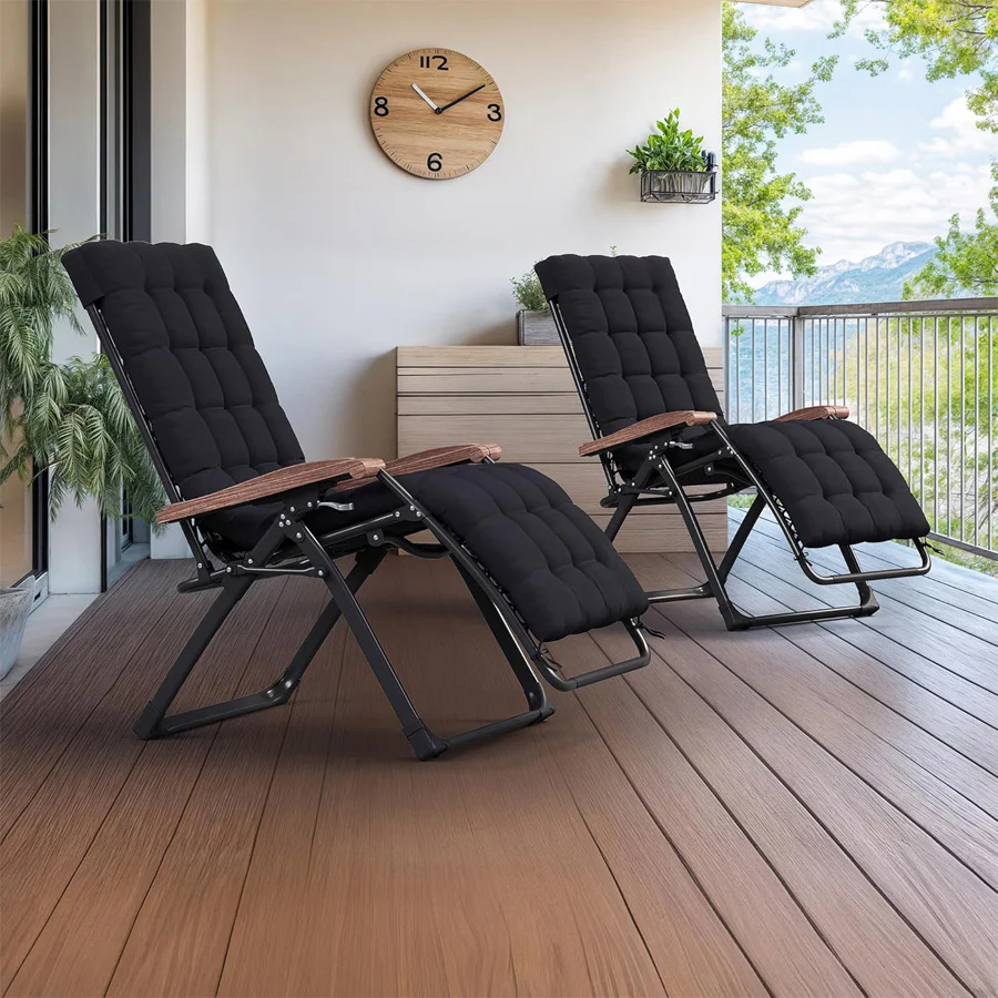 PURPLE LEAF Outdoor Reclining Chair Patio Zero Gravity Chaise Lounge Folding Chair with Removable Cushion Adjustable Headrest for Lawn Camping Beach Pool - Image 10