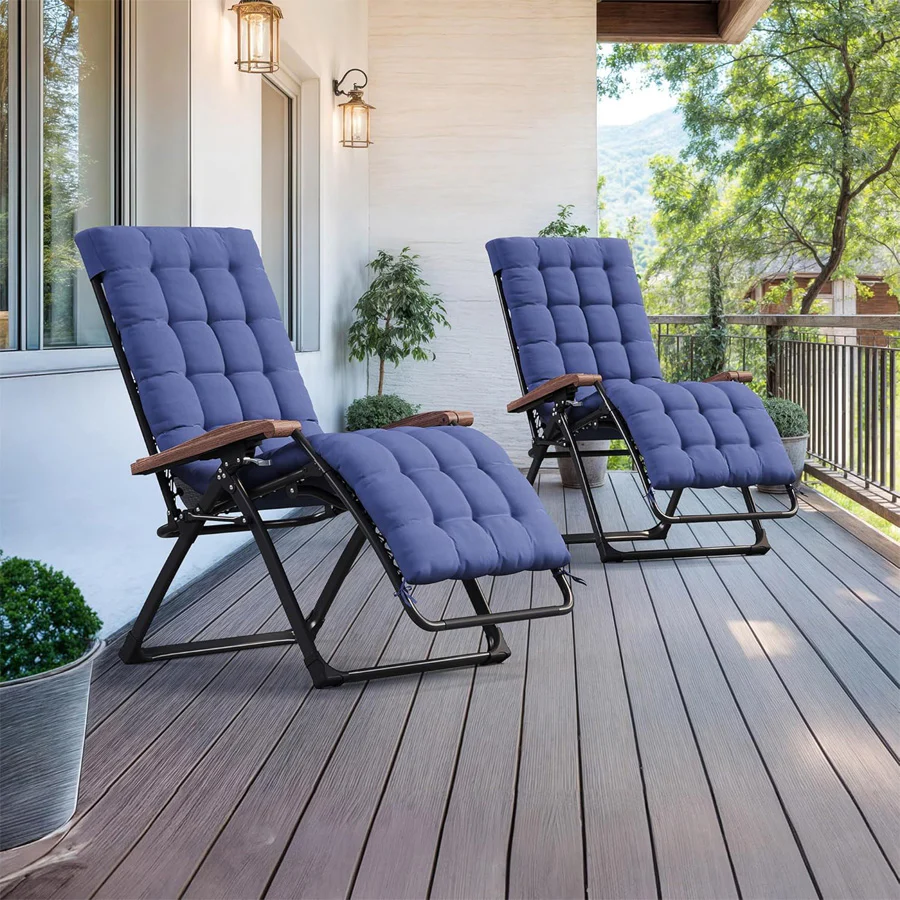 PURPLE LEAF Outdoor Reclining Chair Patio Zero Gravity Chaise Lounge Folding Chair with Removable Cushion Adjustable Headrest for Lawn Camping Beach Pool - Image 34