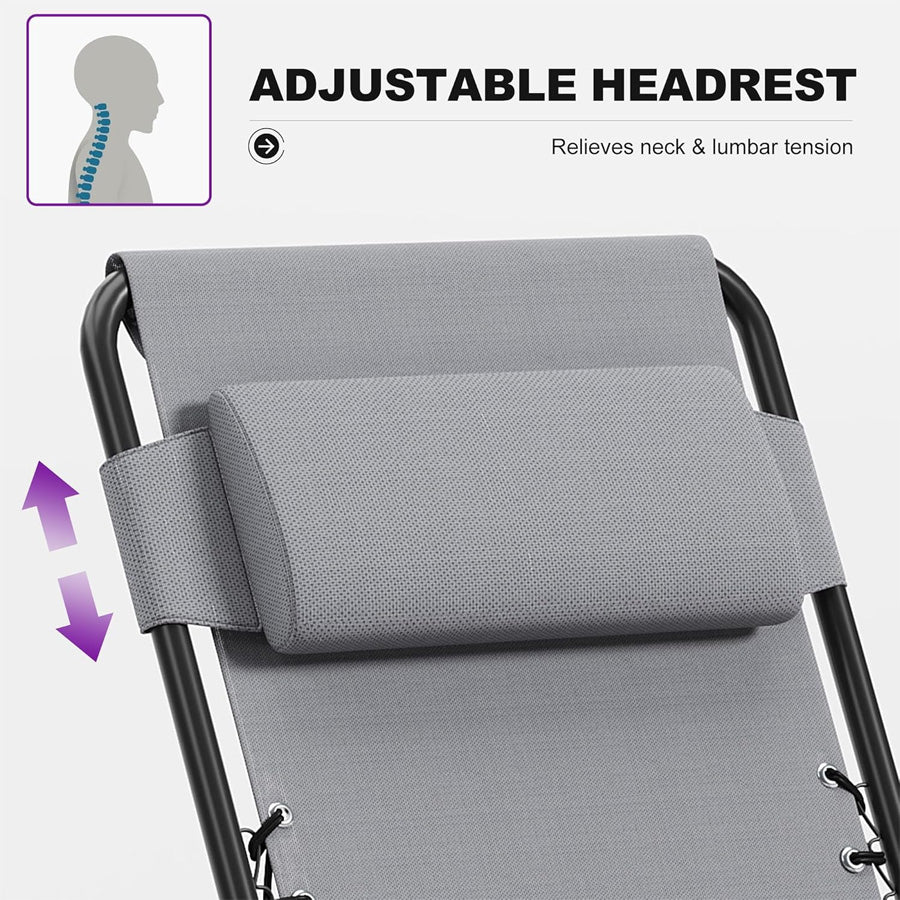 PURPLE LEAF Outdoor Reclining Chair Patio Zero Gravity Chaise Lounge Folding Chair with Removable Cushion Adjustable Headrest for Lawn Camping Beach Pool - Image 43