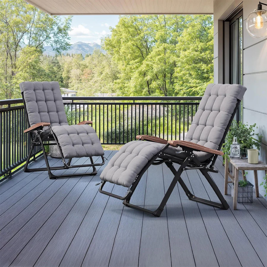 PURPLE LEAF Outdoor Reclining Chair Patio Zero Gravity Chaise Lounge Folding Chair with Removable Cushion Adjustable Headrest for Lawn Camping Beach Pool - Image 46