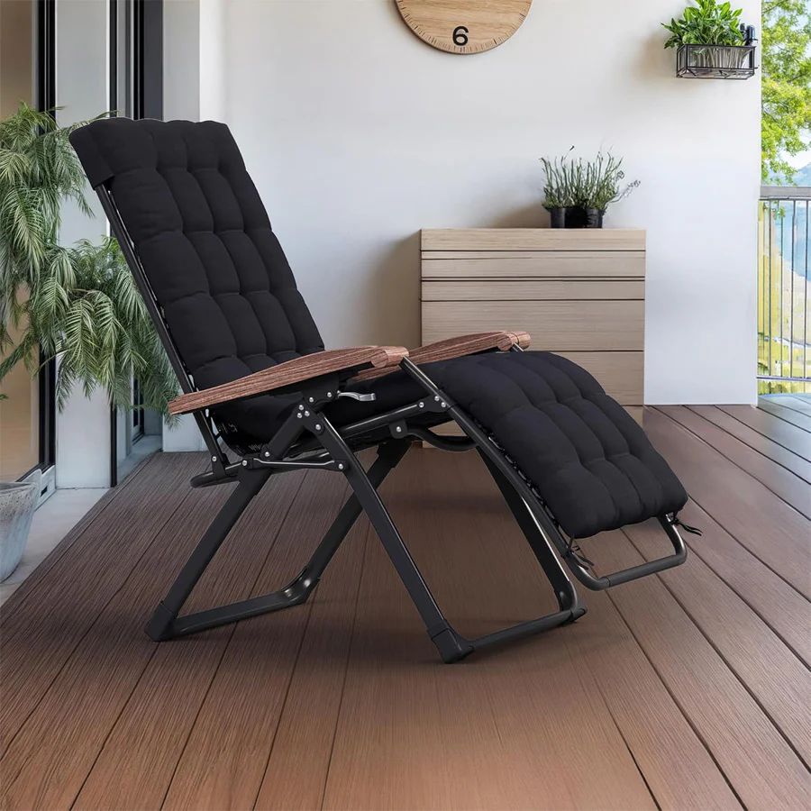 PURPLE LEAF Outdoor Reclining Chair Patio Zero Gravity Chaise Lounge Folding Chair with Removable Cushion Adjustable Headrest for Lawn Camping Beach Pool - Image 5