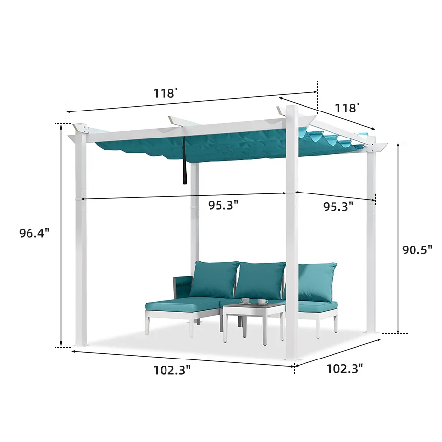 PURPLE LEAF Outdoor Retractable Pergola with Double Sun Shade Canopy White Heavy-Duty Aluminum Pergola Patio Modern Pergola for Garden Deck Backyard - Image 70