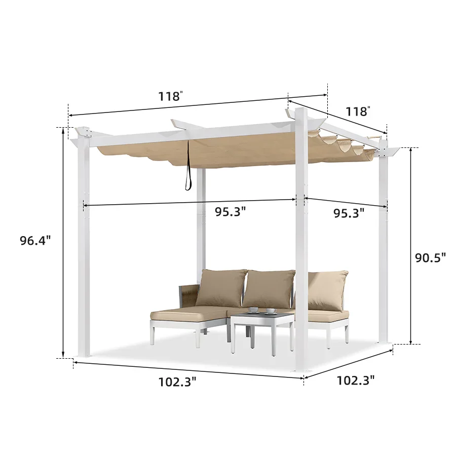 PURPLE LEAF Outdoor Retractable Pergola with Double Sun Shade Canopy White Heavy-Duty Aluminum Pergola Patio Modern Pergola for Garden Deck Backyard - Image 71