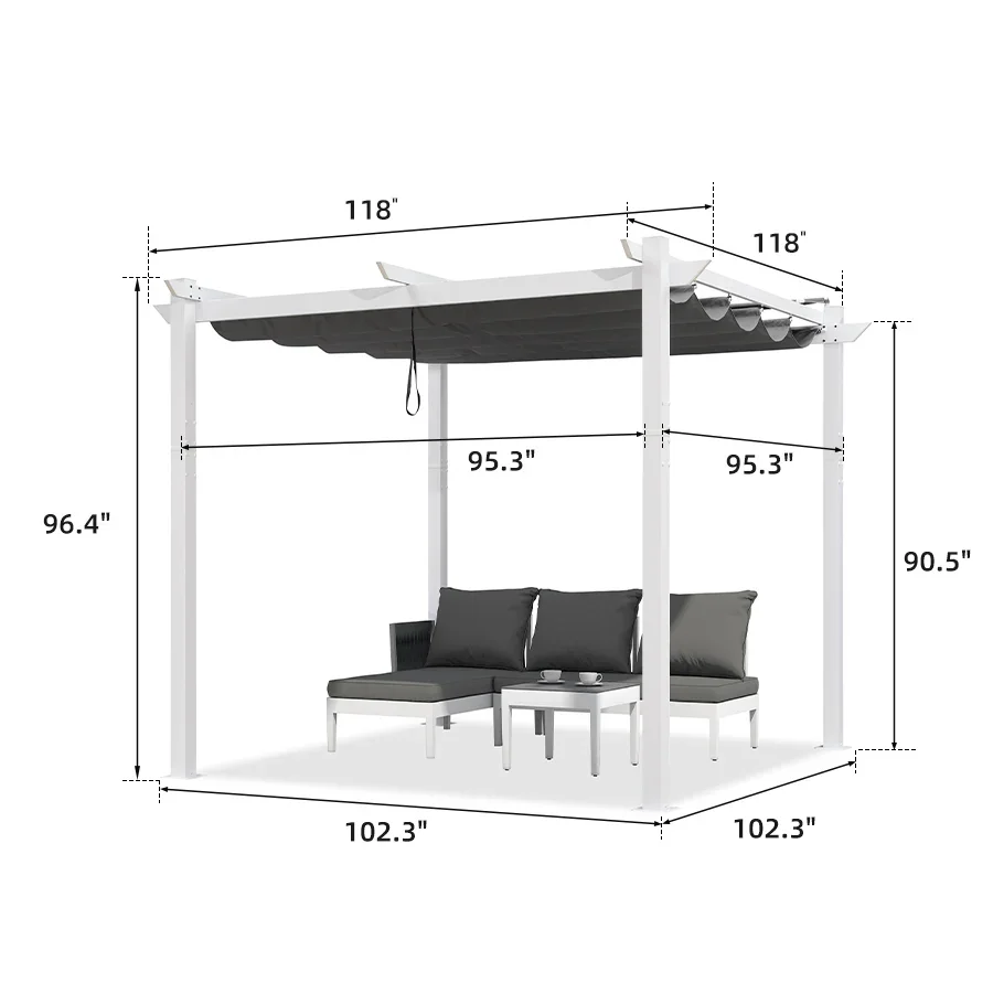 PURPLE LEAF Outdoor Retractable Pergola with Double Sun Shade Canopy White Heavy-Duty Aluminum Pergola Patio Modern Pergola for Garden Deck Backyard - Image 72