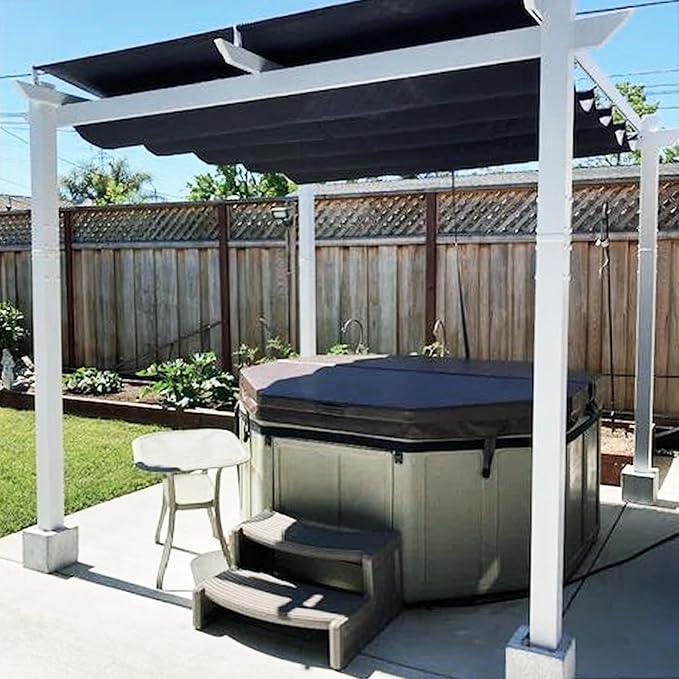 PURPLE LEAF Outdoor Retractable Pergola with Double Sun Shade Canopy White Heavy-Duty Aluminum Pergola Patio Modern Pergola for Garden Deck Backyard - Image 76