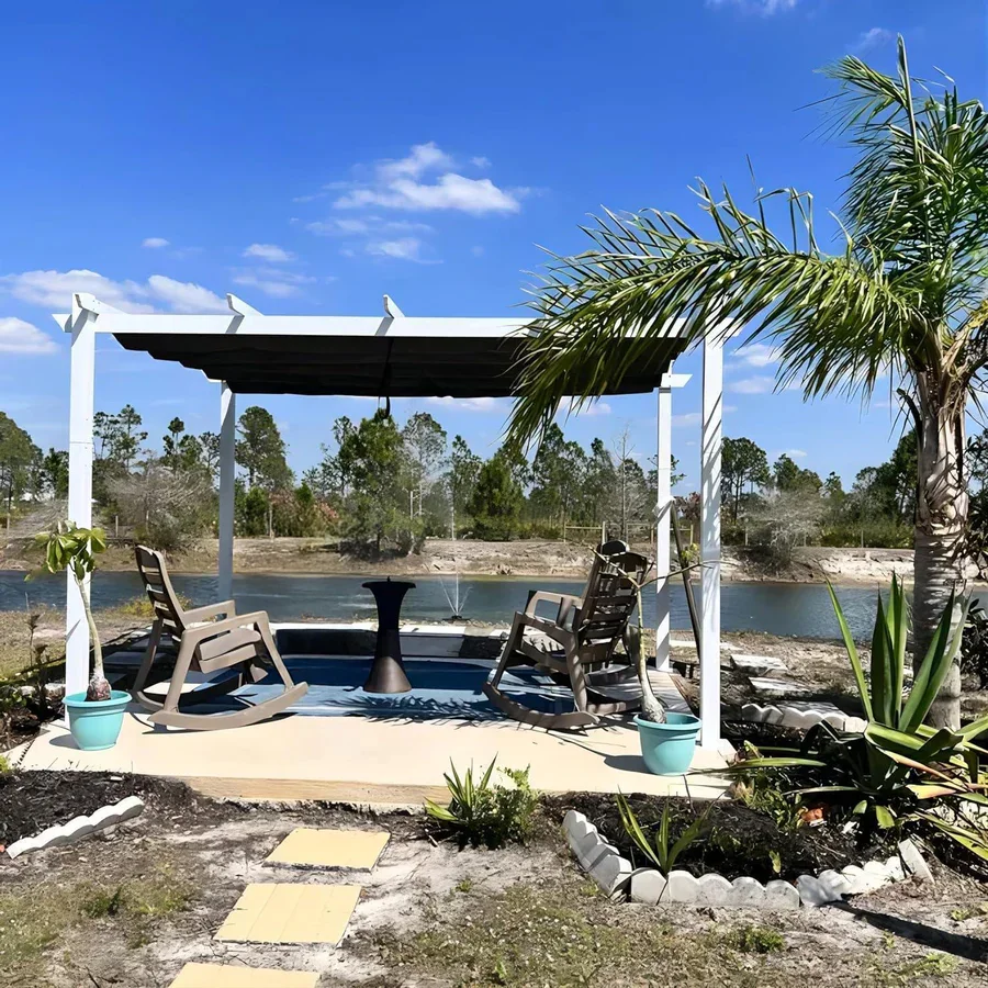 PURPLE LEAF Outdoor Retractable Pergola with Double Sun Shade Canopy White Heavy-Duty Aluminum Pergola Patio Modern Pergola for Garden Deck Backyard - Image 78