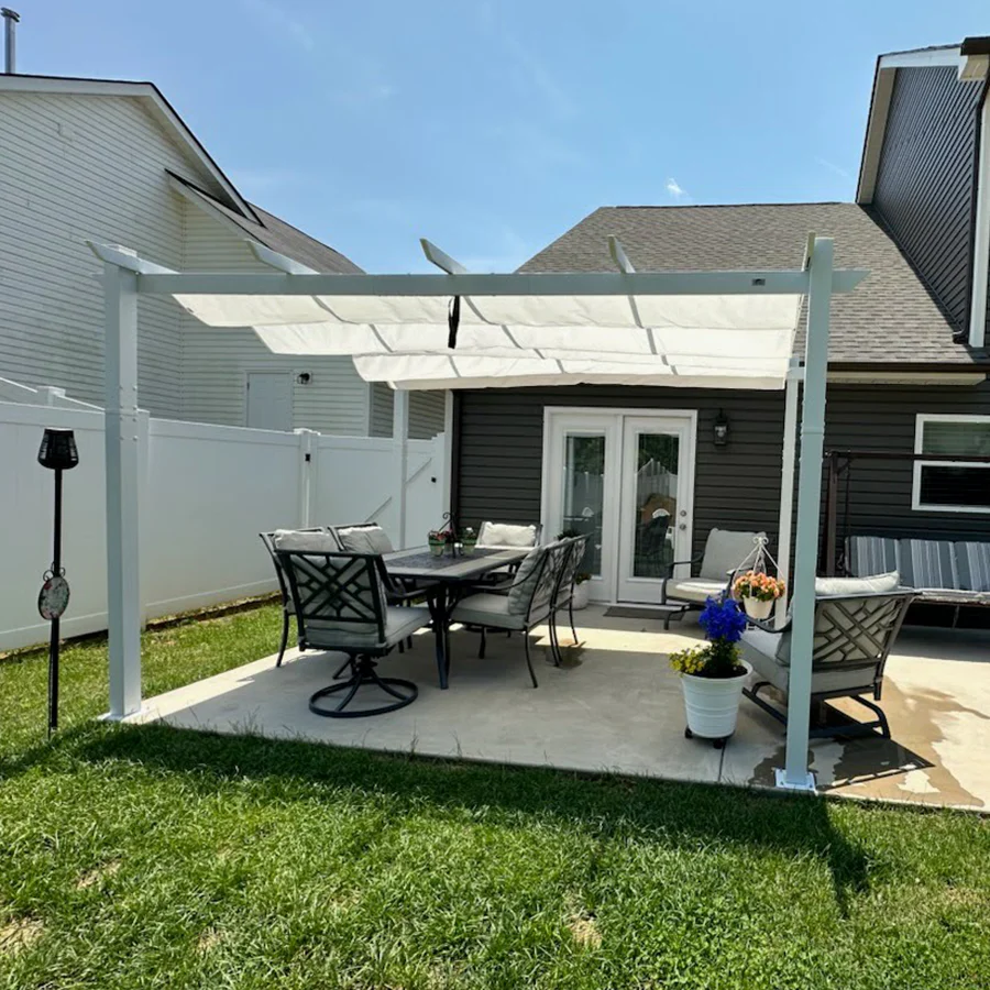 PURPLE LEAF Outdoor Retractable Pergola with Double Sun Shade Canopy White Heavy-Duty Aluminum Pergola Patio Modern Pergola for Garden Deck Backyard - Image 79