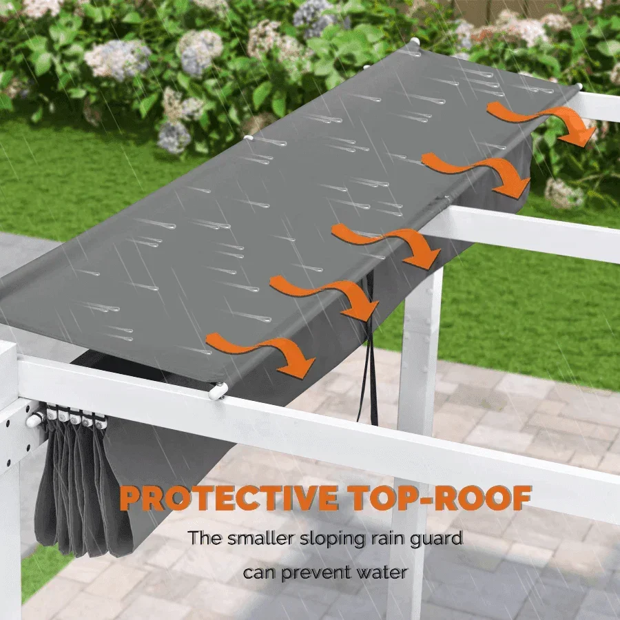 PURPLE LEAF Outdoor Retractable Pergola with Double Sun Shade Canopy White Heavy-Duty Aluminum Pergola Patio Modern Pergola for Garden Deck Backyard - Image 14