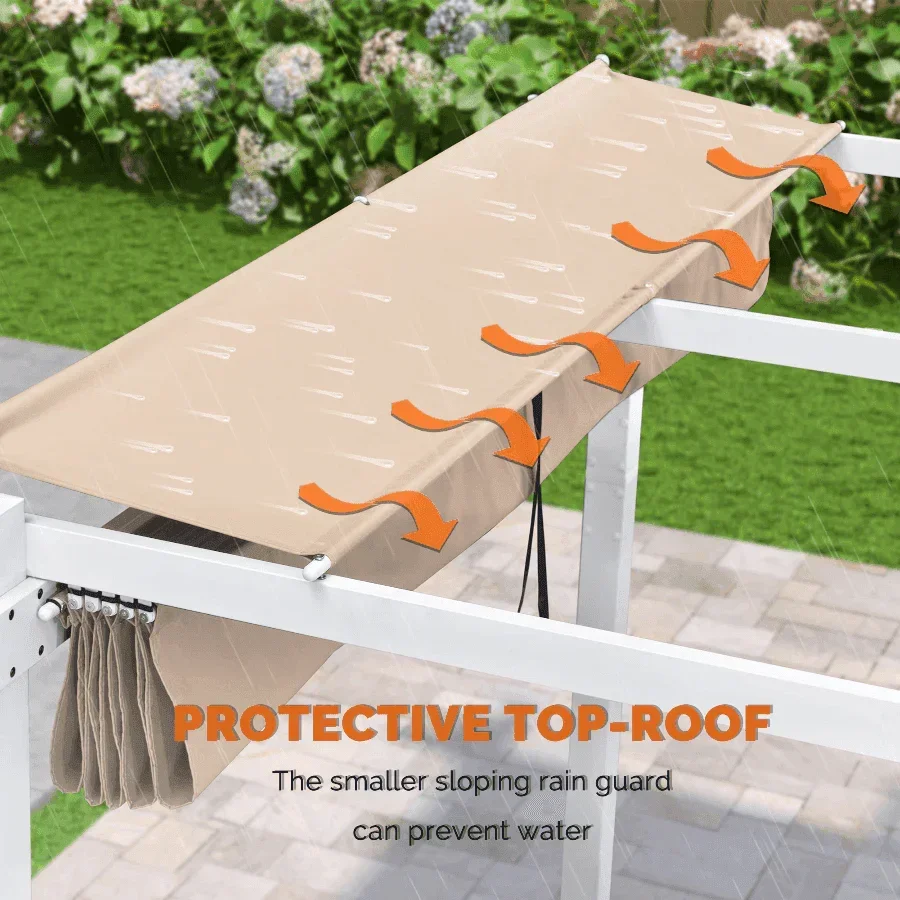 PURPLE LEAF Outdoor Retractable Pergola with Double Sun Shade Canopy White Heavy-Duty Aluminum Pergola Patio Modern Pergola for Garden Deck Backyard - Image 17