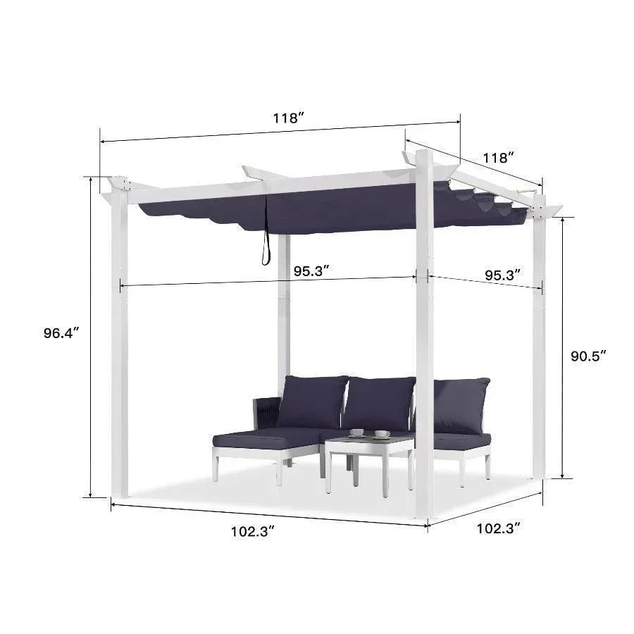 PURPLE LEAF Outdoor Retractable Pergola with Double Sun Shade Canopy White Heavy-Duty Aluminum Pergola Patio Modern Pergola for Garden Deck Backyard - Image 28