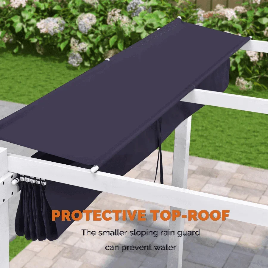 PURPLE LEAF Outdoor Retractable Pergola with Double Sun Shade Canopy White Heavy-Duty Aluminum Pergola Patio Modern Pergola for Garden Deck Backyard - Image 33