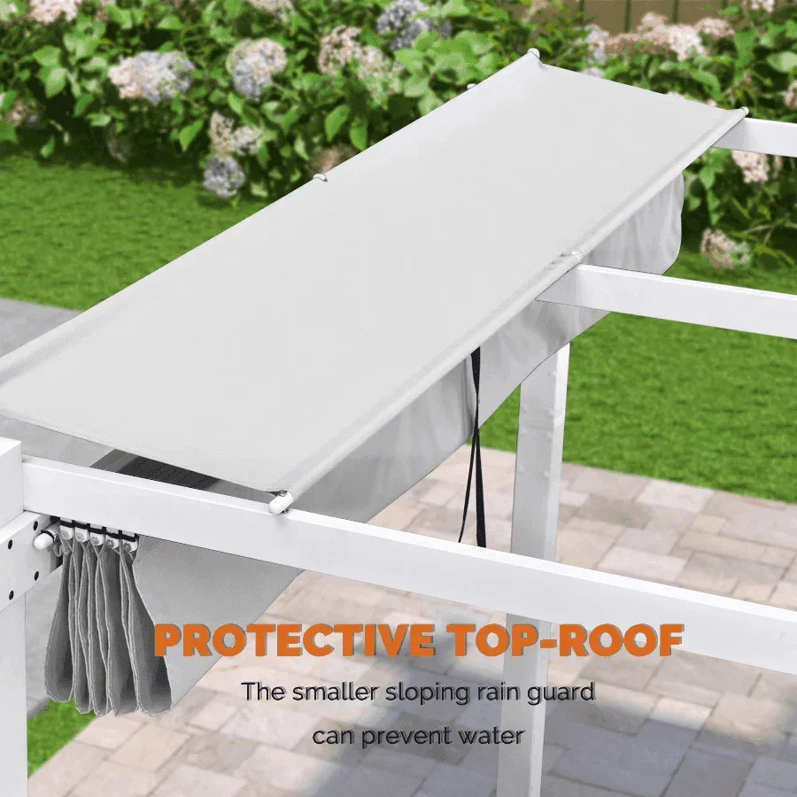 PURPLE LEAF Outdoor Retractable Pergola with Double Sun Shade Canopy White Heavy-Duty Aluminum Pergola Patio Modern Pergola for Garden Deck Backyard - Image 36