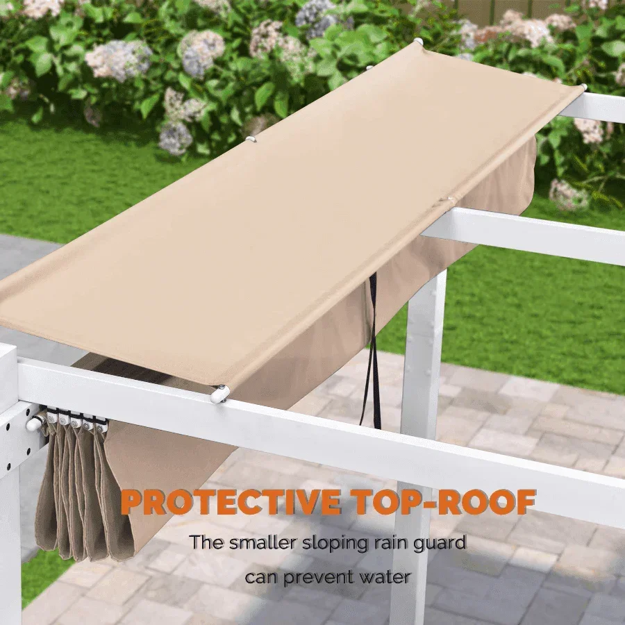 PURPLE LEAF Outdoor Retractable Pergola with Double Sun Shade Canopy White Heavy-Duty Aluminum Pergola Patio Modern Pergola for Garden Deck Backyard - Image 50