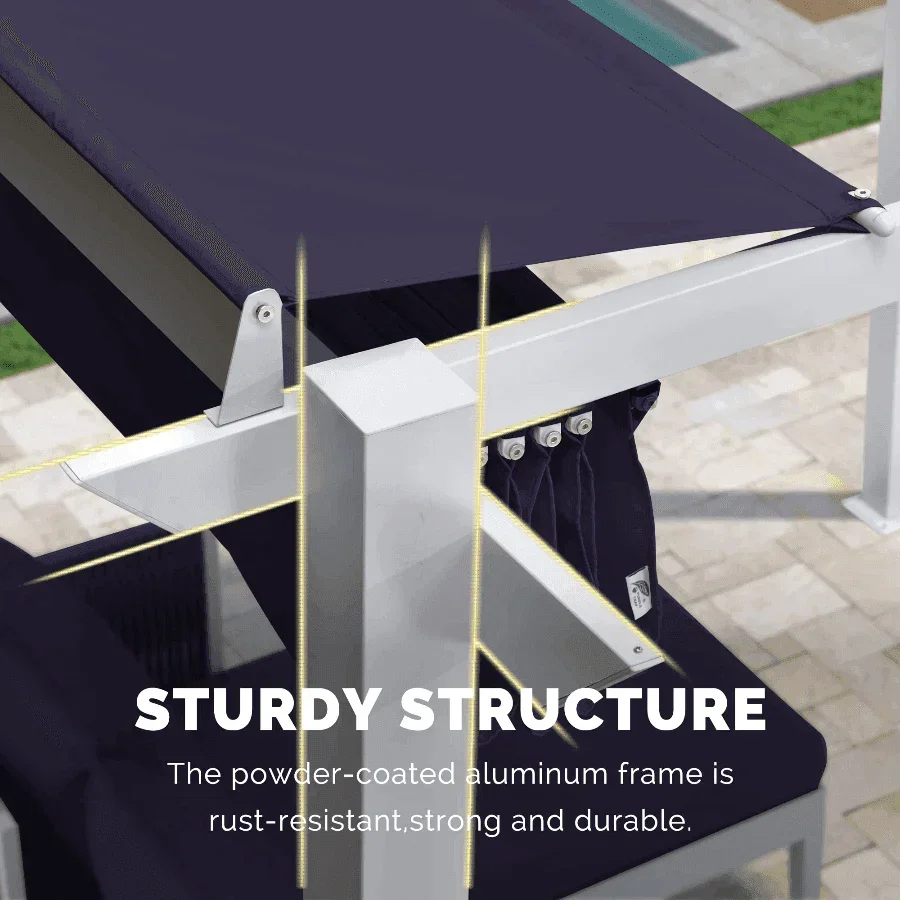 PURPLE LEAF Outdoor Retractable Pergola with Double Sun Shade Canopy White Heavy-Duty Aluminum Pergola Patio Modern Pergola for Garden Deck Backyard - Image 58