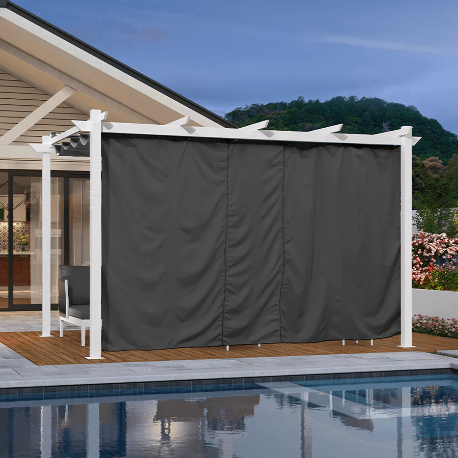 PURPLE LEAF Outdoor Retractable Pergola with Double Sun Shade Canopy White Heavy-Duty Aluminum Pergola Patio Modern Pergola With Curtains - Image 66