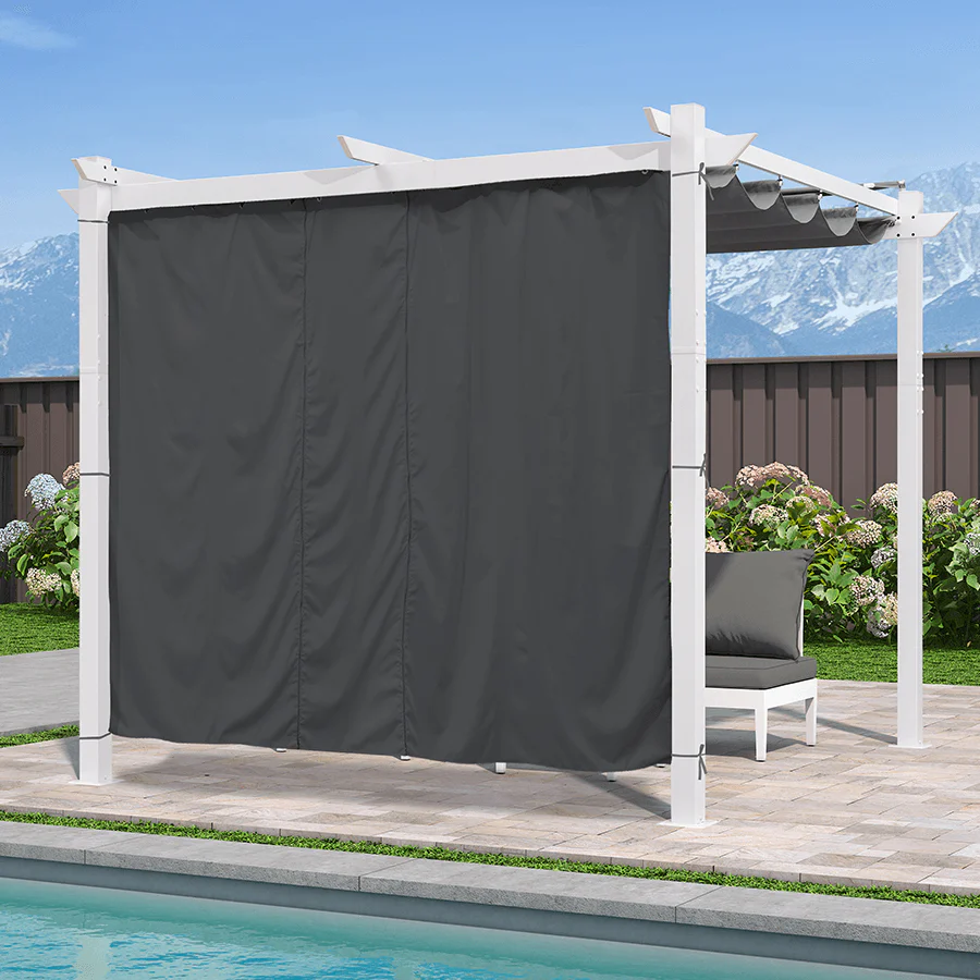 PURPLE LEAF Outdoor Retractable Pergola with Double Sun Shade Canopy White Heavy-Duty Aluminum Pergola Patio Modern Pergola With Curtains - Image 68