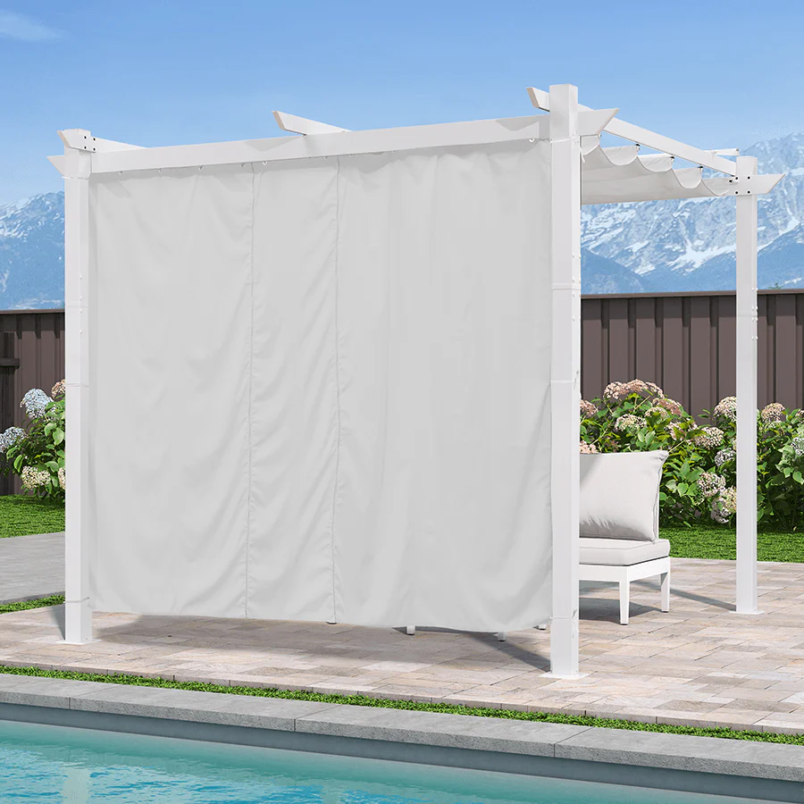 PURPLE LEAF Outdoor Retractable Pergola with Double Sun Shade Canopy White Heavy-Duty Aluminum Pergola Patio Modern Pergola With Curtains - Image 69