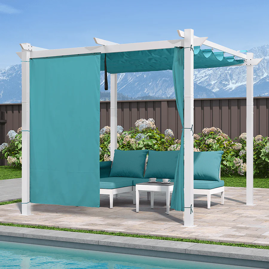 PURPLE LEAF Outdoor Retractable Pergola with Double Sun Shade Canopy White Heavy-Duty Aluminum Pergola Patio Modern Pergola With Curtains - Image 70