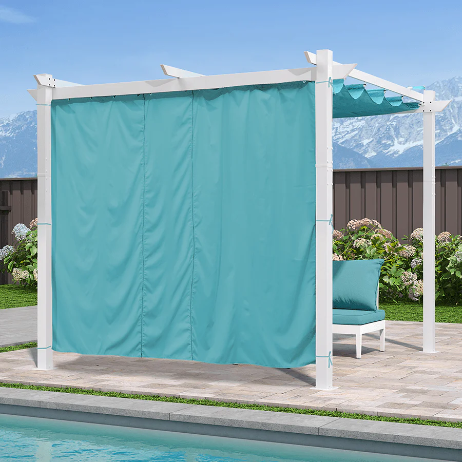 PURPLE LEAF Outdoor Retractable Pergola with Double Sun Shade Canopy White Heavy-Duty Aluminum Pergola Patio Modern Pergola With Curtains - Image 71