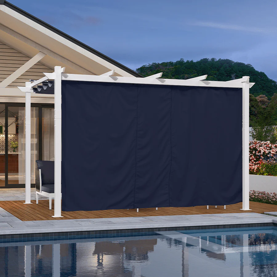 PURPLE LEAF Outdoor Retractable Pergola with Double Sun Shade Canopy White Heavy-Duty Aluminum Pergola Patio Modern Pergola With Curtains - Image 77