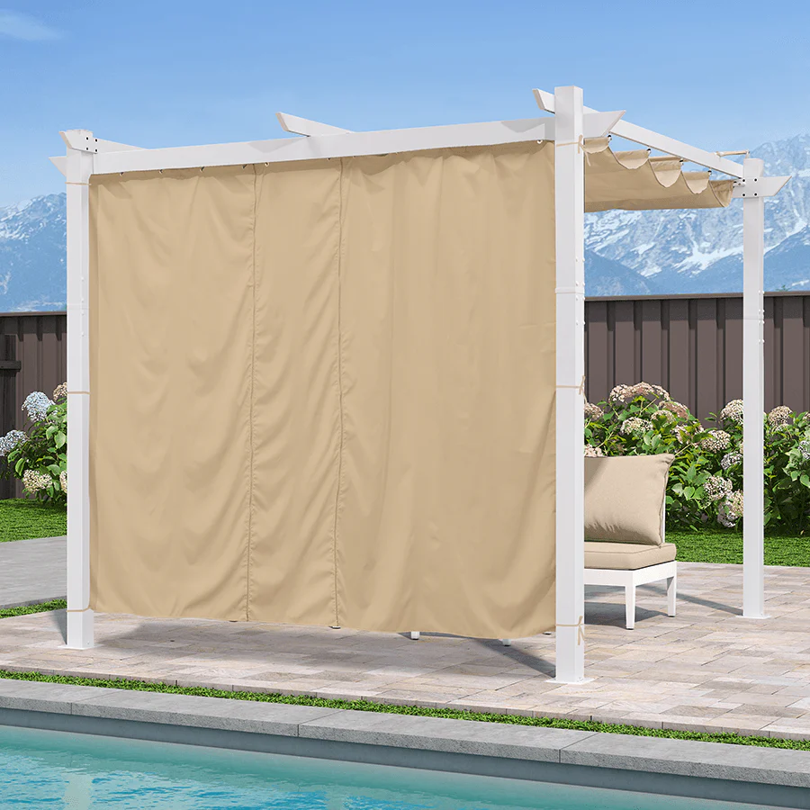 PURPLE LEAF Outdoor Retractable Pergola with Double Sun Shade Canopy White Heavy-Duty Aluminum Pergola Patio Modern Pergola With Curtains - Image 81