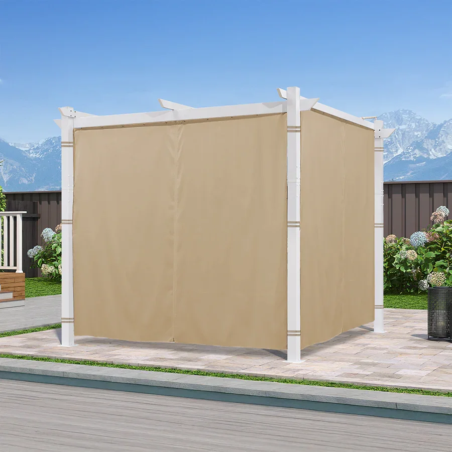 PURPLE LEAF Outdoor Retractable Pergola with Double Sun Shade Canopy White Heavy-Duty Aluminum Pergola Patio Modern Pergola With Curtains - Image 88