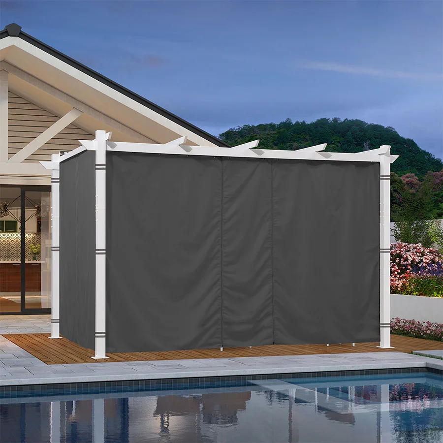 PURPLE LEAF Outdoor Retractable Pergola with Double Sun Shade Canopy White Heavy-Duty Aluminum Pergola Patio Modern Pergola With Curtains - Image 90