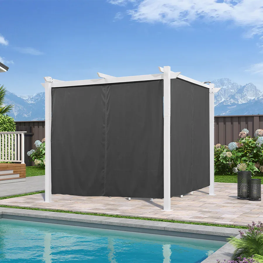 PURPLE LEAF Outdoor Retractable Pergola with Double Sun Shade Canopy White Heavy-Duty Aluminum Pergola Patio Modern Pergola With Curtains - Image 93