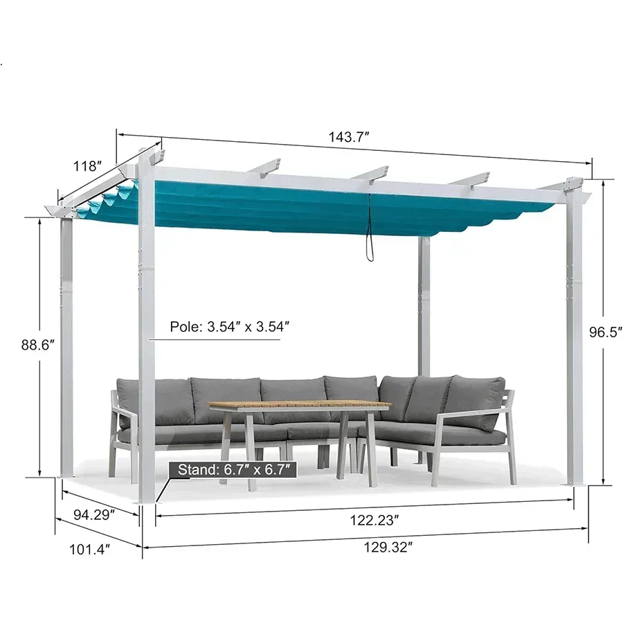 PURPLE LEAF Outdoor Retractable Pergola with Sun Shade Canopy Cover White Patio Metal Shelter for Garden Pavilion Grill Gazebo Grape Trellis Pergola - Image 101
