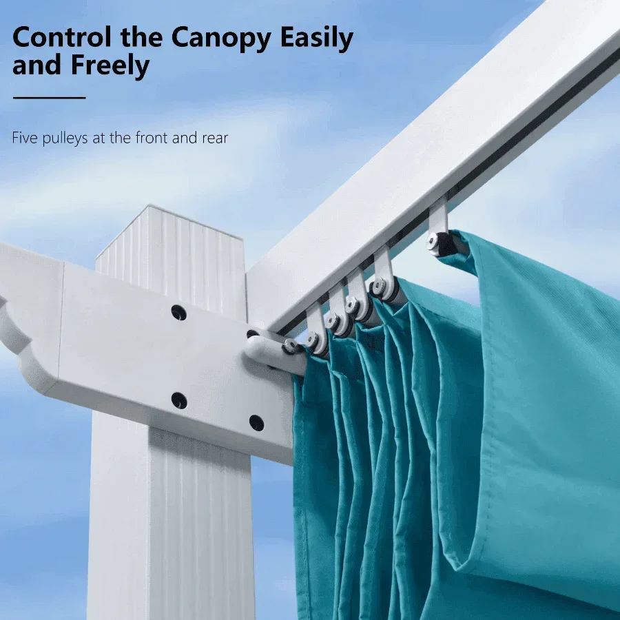 PURPLE LEAF Outdoor Retractable Pergola with Sun Shade Canopy Cover White Patio Metal Shelter for Garden Pavilion Grill Gazebo Grape Trellis Pergola - Image 23