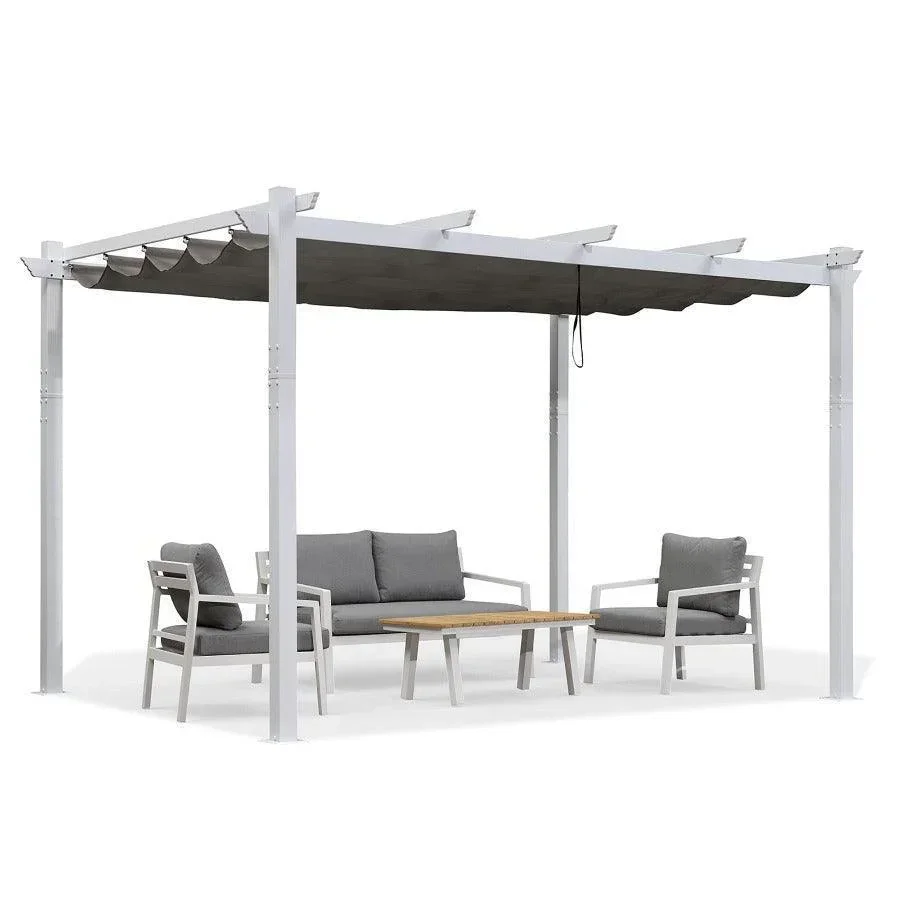 PURPLE LEAF Outdoor Retractable Pergola with Sun Shade Canopy Cover White Patio Metal Shelter for Garden Pavilion Grill Gazebo Grape Trellis Pergola - Image 43