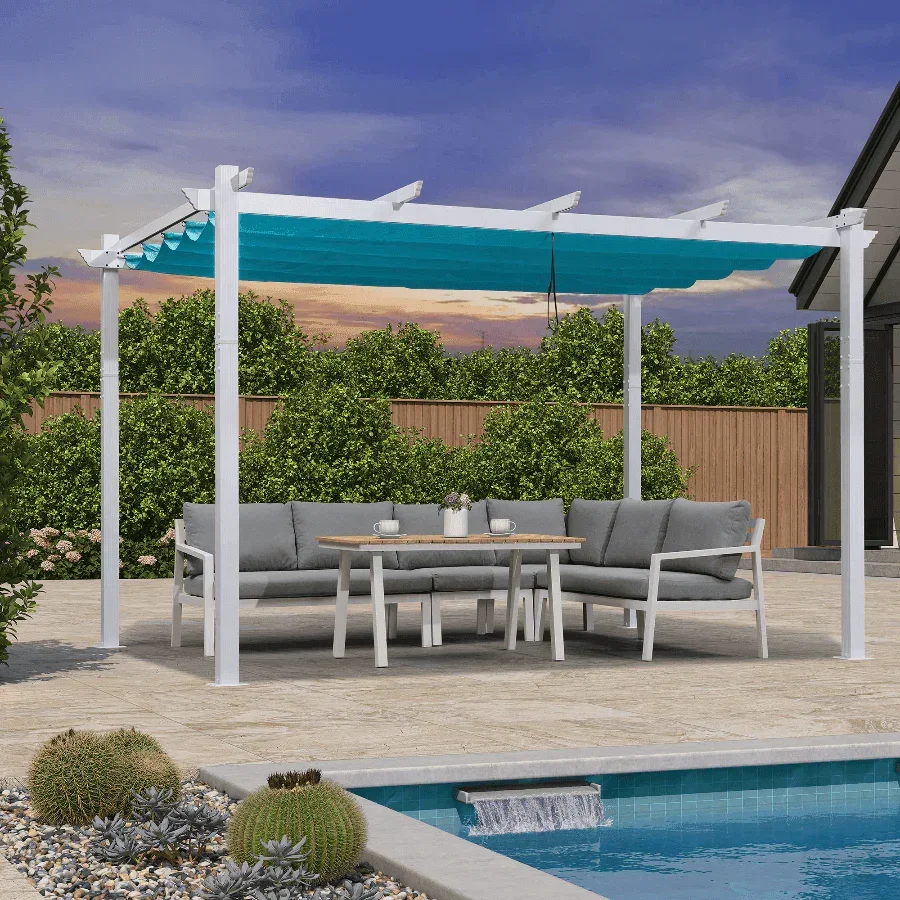 PURPLE LEAF Outdoor Retractable Pergola with Sun Shade Canopy Cover White Patio Metal Shelter for Garden Pavilion Grill Gazebo Grape Trellis Pergola - Image 51