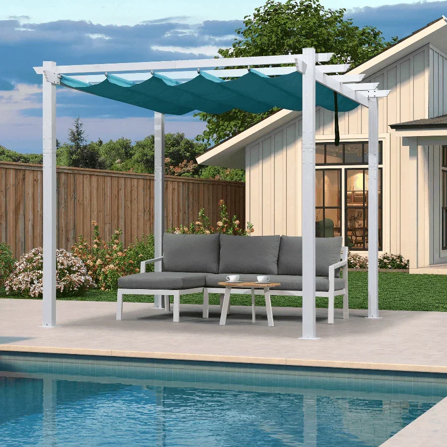 PURPLE LEAF Outdoor Retractable Pergola with Sun Shade Canopy Cover White Patio Metal Shelter for Garden Pavilion Grill Gazebo Grape Trellis Pergola - Image 53