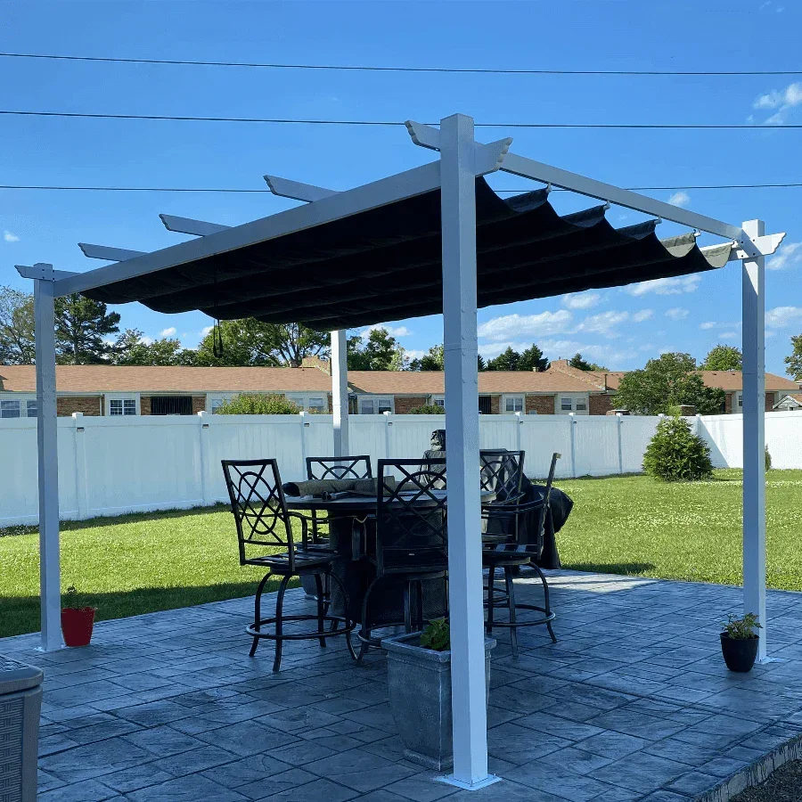 PURPLE LEAF Outdoor Retractable Pergola with Sun Shade Canopy Cover White Patio Metal Shelter for Garden Pavilion Grill Gazebo Grape Trellis Pergola - Image 56